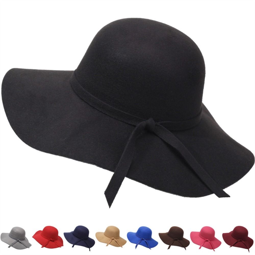Hat Floppy Wide - 빈티지 스타일 버킷햇 접이식 디자인 펠트