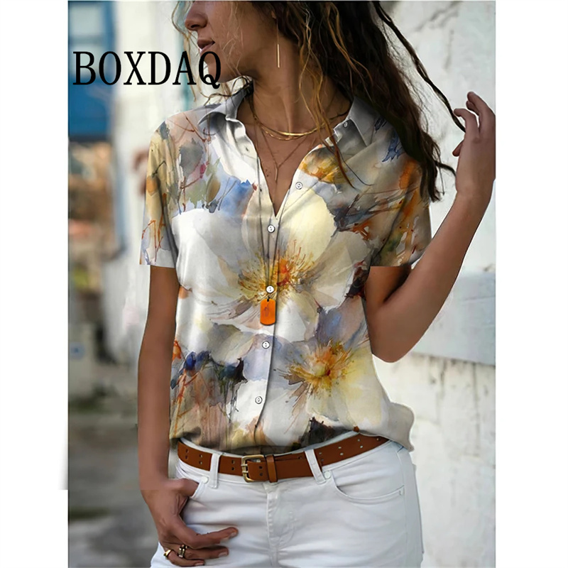 Romper Floral Print - 여성용 빈티지 꽃 프린트 블라우스, 캐주얼