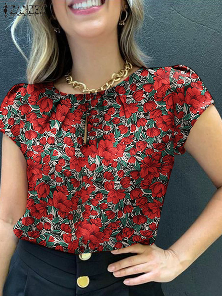 Romper Floral Print - ZANZEA 보헤미안 꽃무늬 프린트 블라우스, 여름