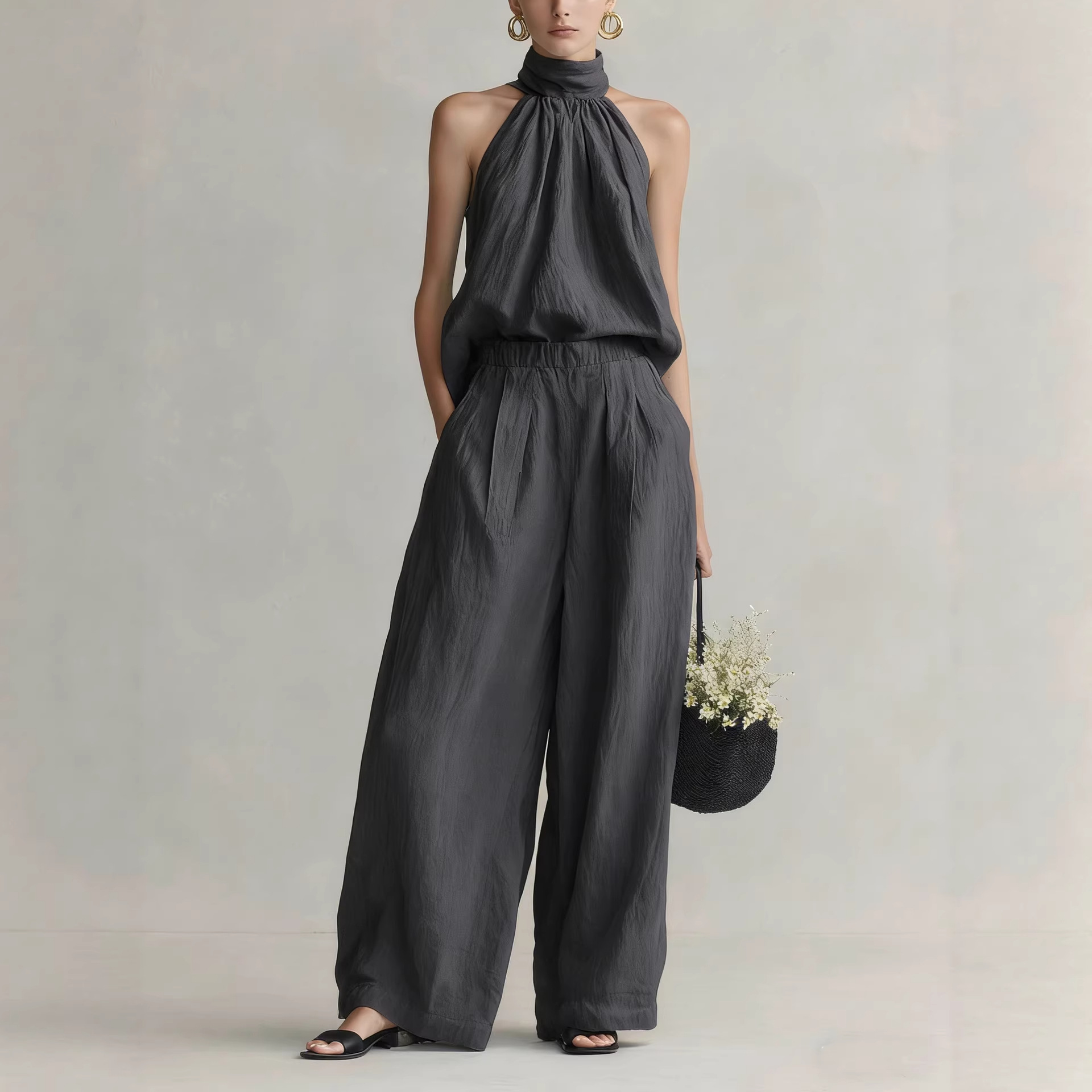 여성 2026 여름 신상 스타일 민소매 넥홀터탑 + 하 - Linen Pant Wide 리뷰 및 가격