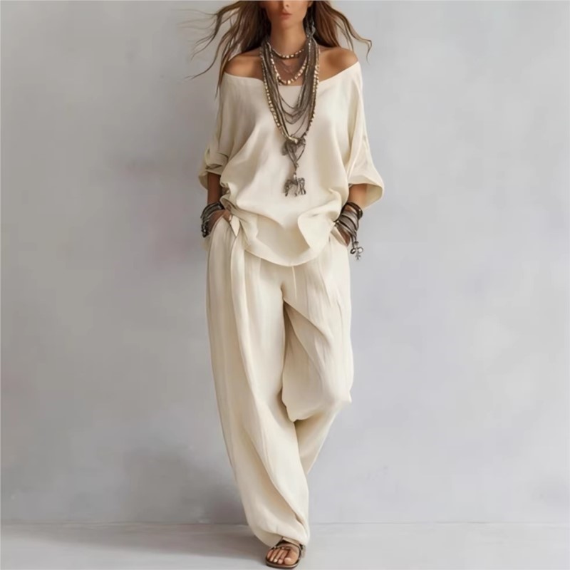 여름 신상 캐주얼 루즈핏 린넨 여성 투피스 세트 7부  - Linen Pant Wide 리뷰 및 가격