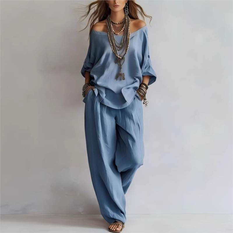여름 신상 캐주얼 루즈핏 린넨 여성 투피스 세트 7부  - Linen Pant Wide 리뷰 및 가격