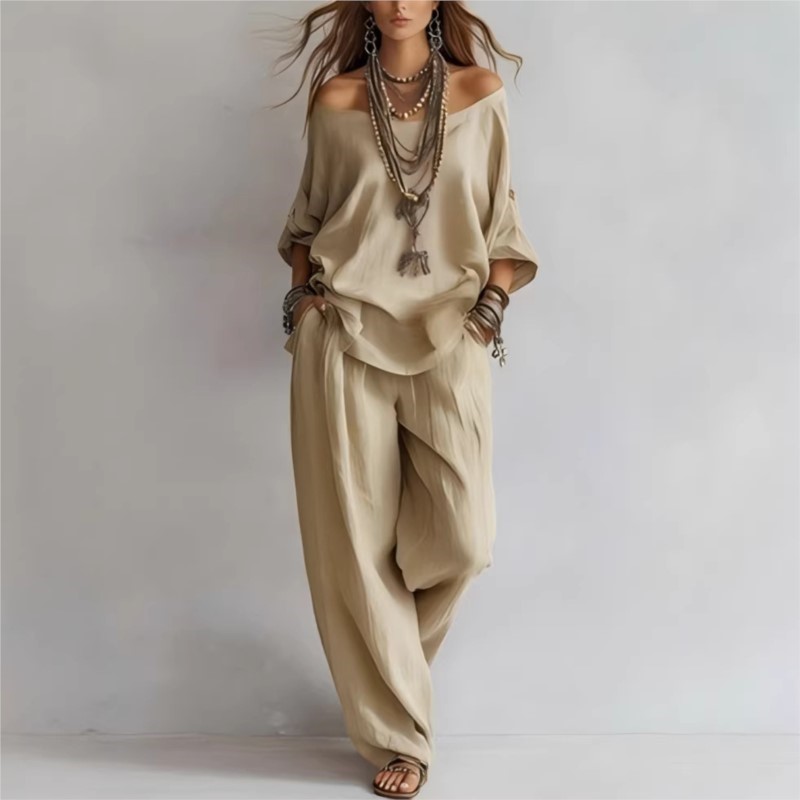 여름 신상 캐주얼 루즈핏 린넨 여성 투피스 세트 7부  - Linen Pant Wide 리뷰 및 가격