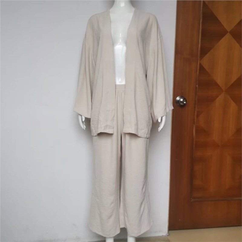여성용 린넨 바지 세트, 박쥐 소매 가디건 블라우스 세 - Linen Pant Wide 리뷰 및 가격