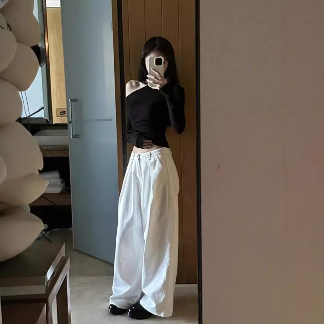 1pcs 봄 가을 패션 스큐 칼라 오프 어깨 긴팔 티셔 - Blouse Off Shoulder 리뷰 및 가격