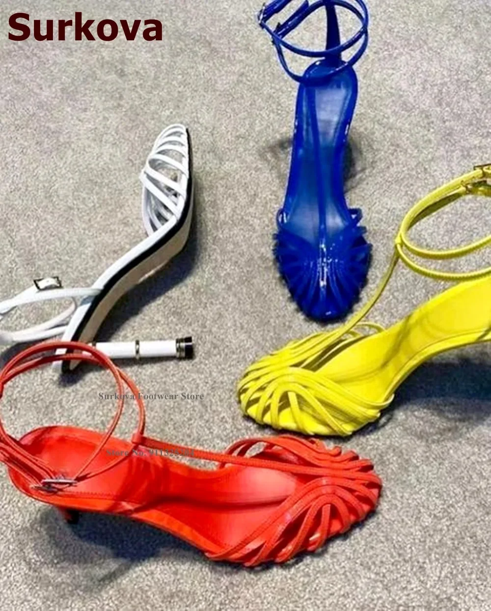Surkova 무광택 가죽 얇은 스트랩 하이힐 샌들 발 - Sandal Strappy Heeled 리뷰 및 가격