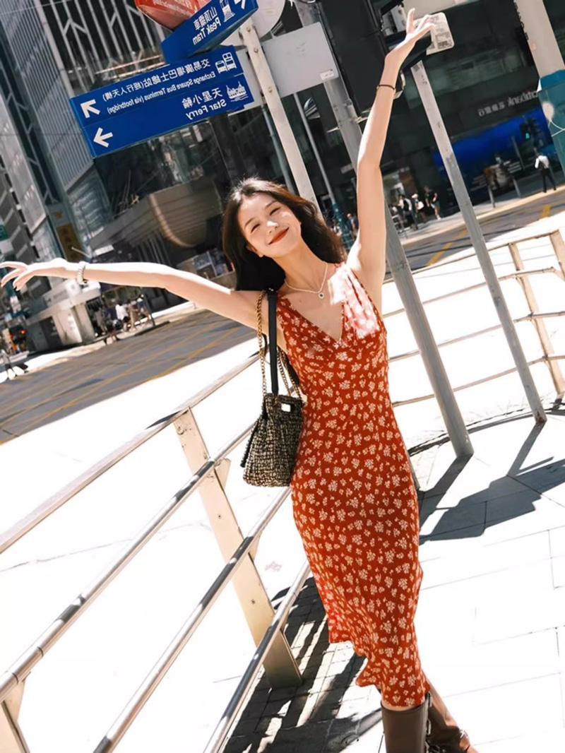 여성용 주름 장식 버스트 V넥 미디 드레스, 흰색 작은 - Midi Skirt Floral 리뷰 및 가격