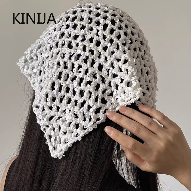 인스 스타일 스팽글 장식 속이 빈 니트 삼각 스카프 여 - Headband Summer Knit 리뷰 및 가격