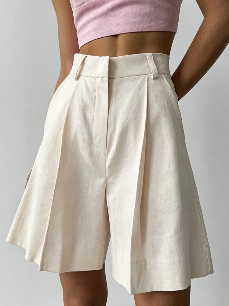 캐주얼 린넨 와이드 레그 쇼츠, 루즈 핏 슬리밍 하이  - Linen Pant Wide 리뷰 및 가격