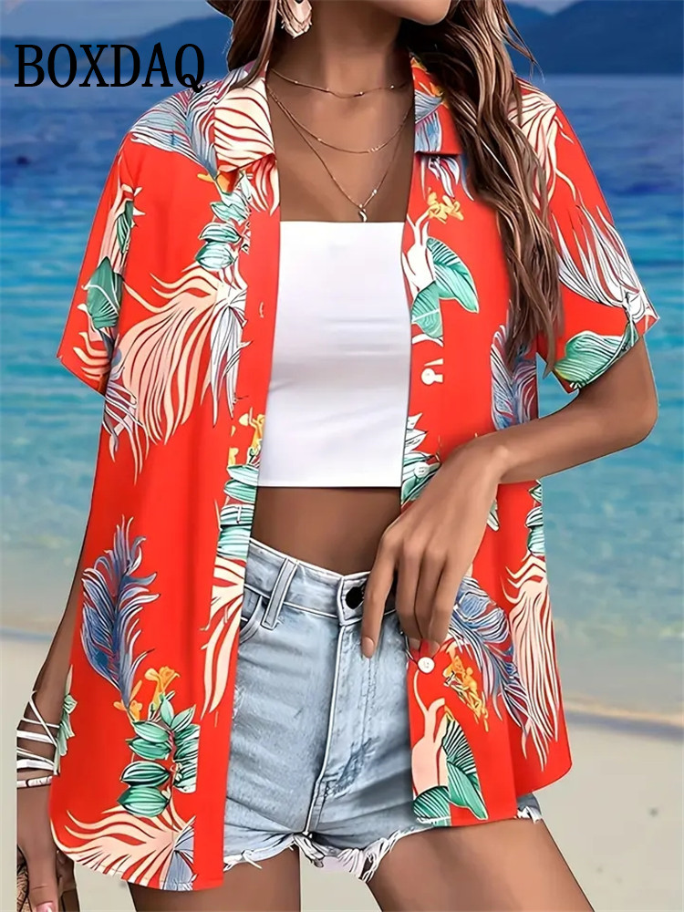 여름 패션 여성 블라우스 하와이 코코넛 나무 프린트 짧 - Romper Floral Print 리뷰 및 가격
