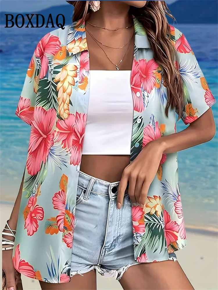 여름 패션 여성 블라우스 하와이 코코넛 나무 프린트 짧 - Romper Floral Print 리뷰 및 가격