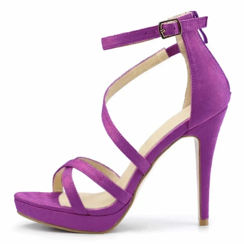 여성 샌들 여름 섹시 펌프스 11cm 벨벳 오픈토 앵클 - Sandal Strappy Heeled 리뷰 및 가격