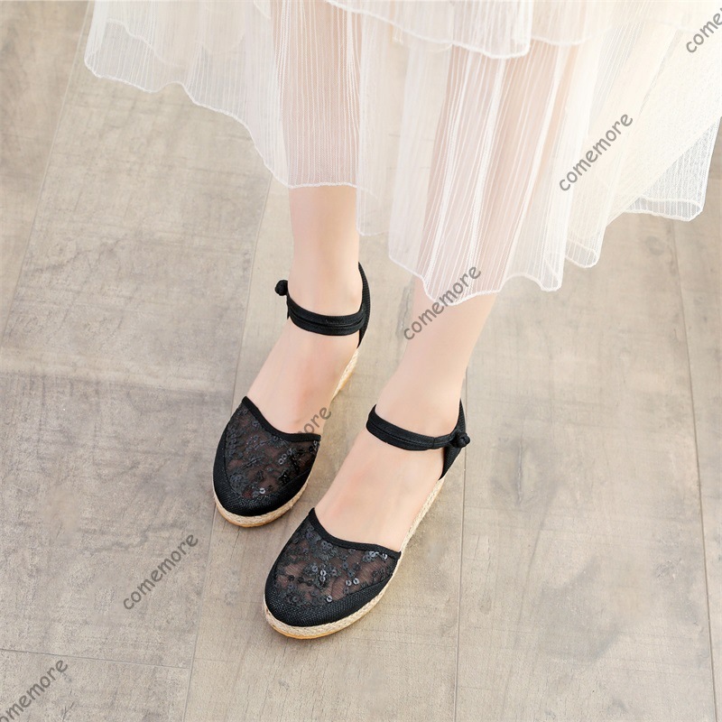 여성용 레이스 메쉬 에스파드리유 웨지 샌들 발목 스트랩 - Wedge Espadrille Women 리뷰 및 가격