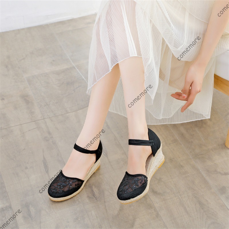 여성용 레이스 메쉬 에스파드리유 웨지 샌들 발목 스트랩 - Wedge Espadrille Women 리뷰 및 가격