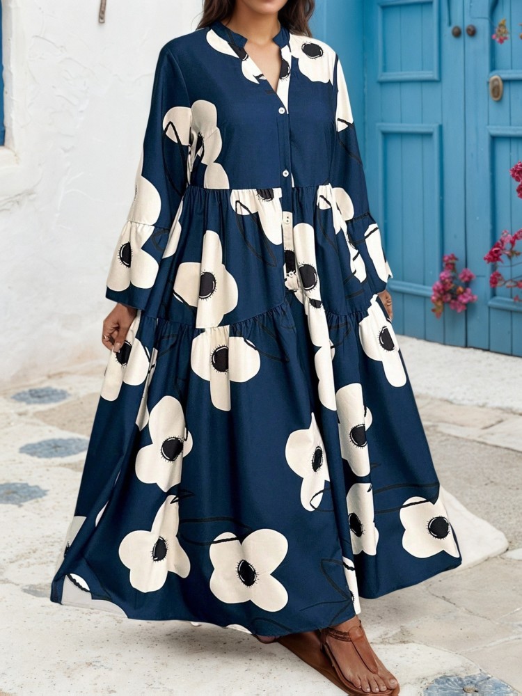 XL-4XL 플러스 사이즈 의류 드레스 여성 가을 ​​ - Midi Skirt Floral 리뷰 및 가격